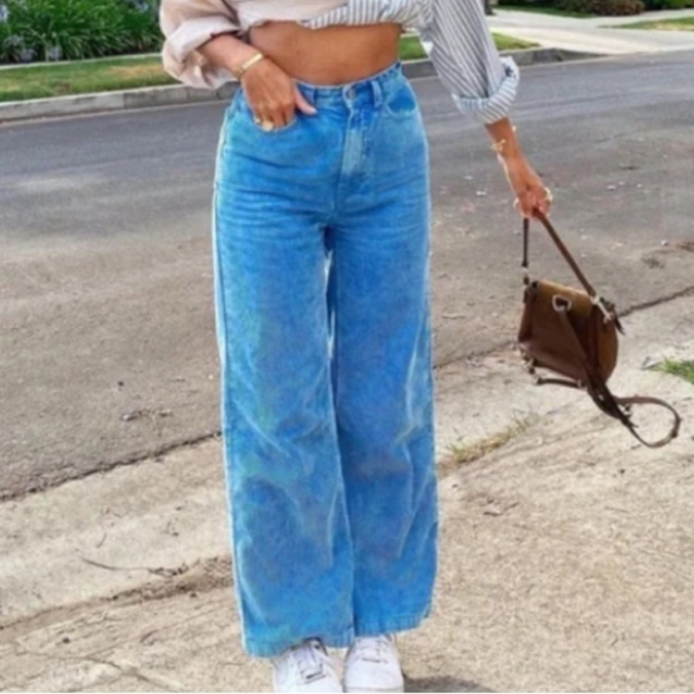 BDG high and wide corduroy wide leg pants size 26 NWT blue